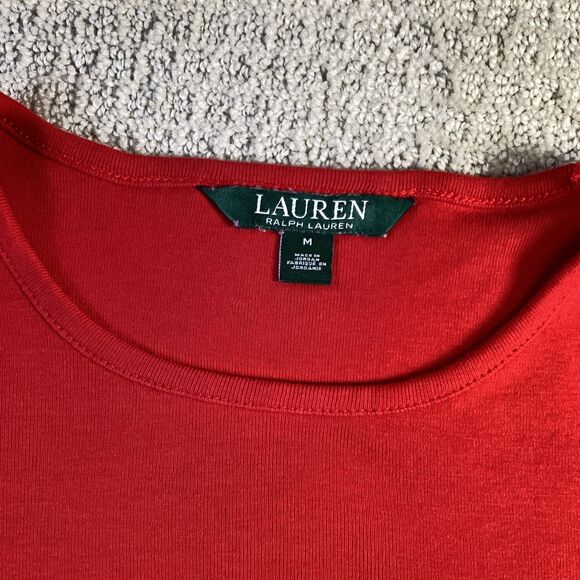 Lauren Ralph Lauren Red Long Sleeve T-Shirt Crown Logo Embroidery - Picture 4 of 6